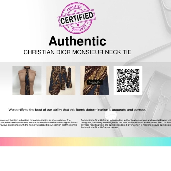 CERTIFED AUTHENTIC CHRISTIAN DIOR Blue and Brown Tie Sophisticated Accessory - Picture 6 of 7